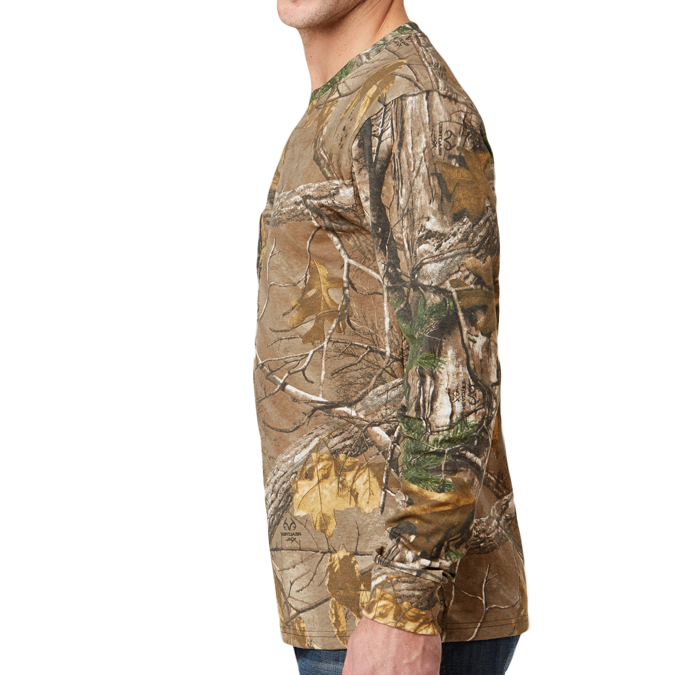 Realtree Long Sleeve Explorer 100% Cotton Camo T-Shirt with Pocket physical