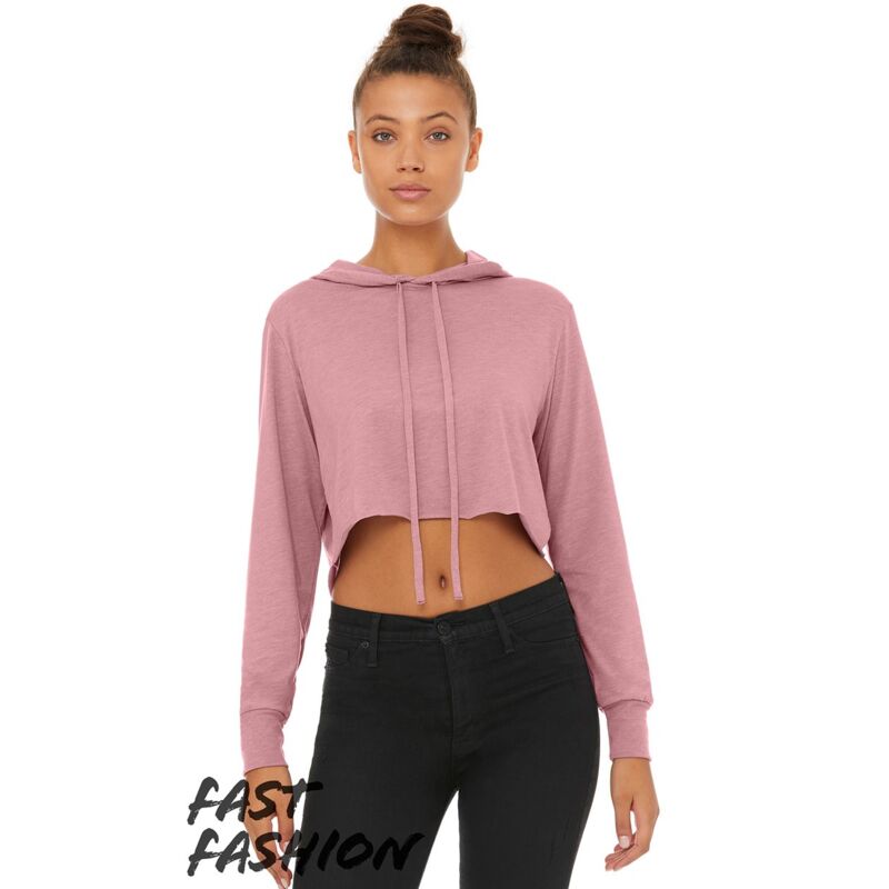 Women’s Triblend Crop Long Sleeve Hoodie Tee Thumbnail