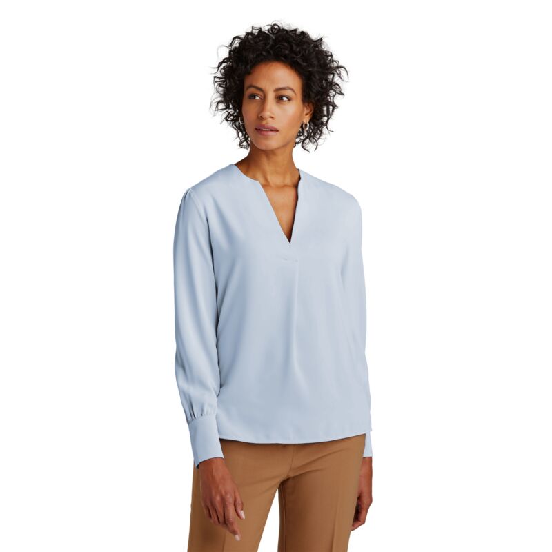 Women's Open Neck Satin Blouse Thumbnail