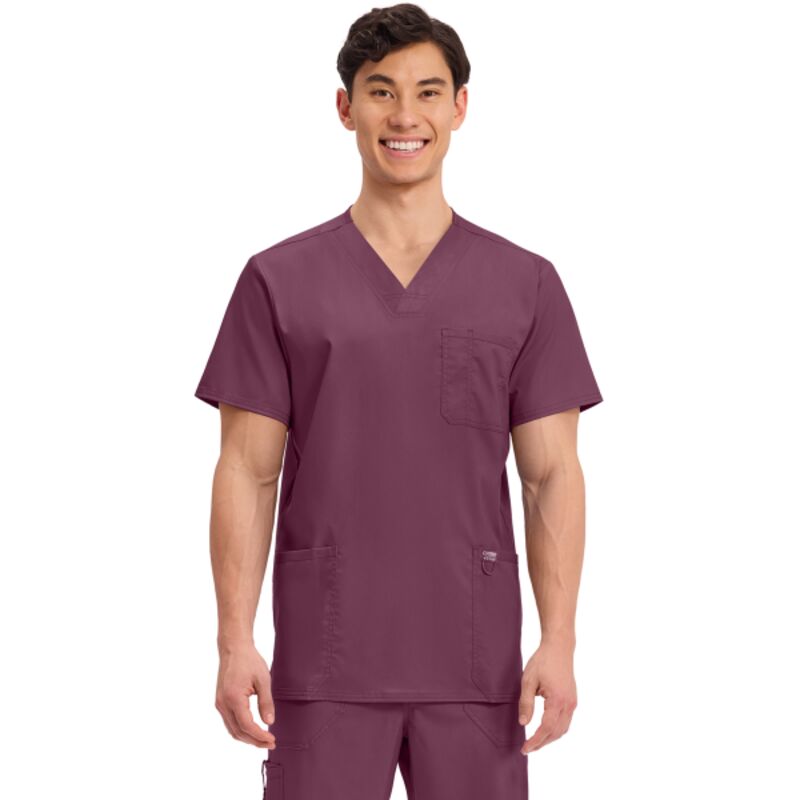 Men's V-Neck Top in Wine Thumbnail