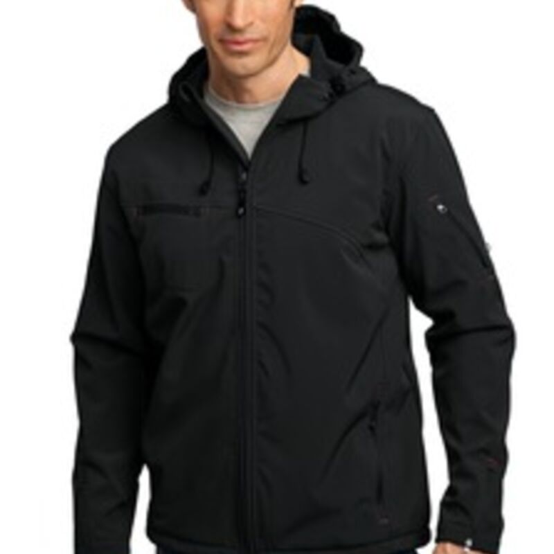 Port Authority® Textured Hooded Soft Shell Jacket Thumbnail